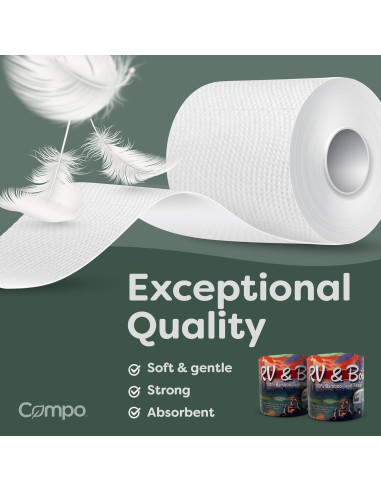 Papel Higiénico Compo 100% Bambú para Barcos y RV - 8 Rollos