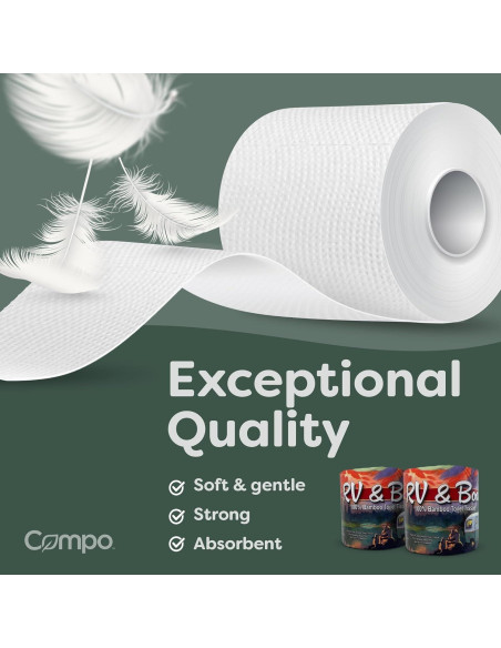 Papel Higiénico Compo 100% Bambú para Barcos y RV - 8 Rollos