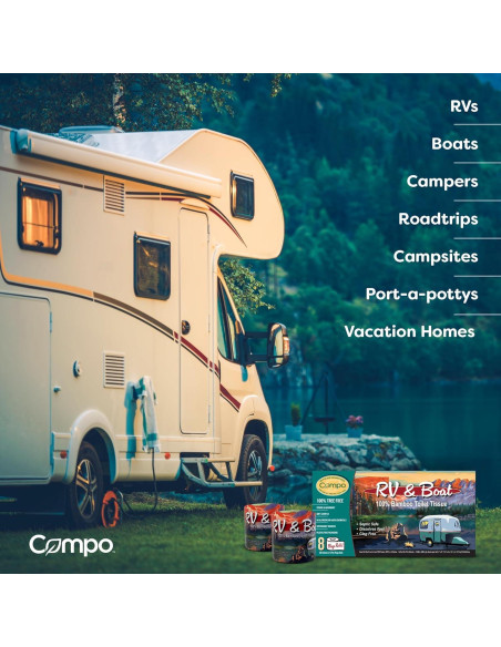 Papel Higiénico Compo 100% Bambú para Barcos y RV - 8 Rollos