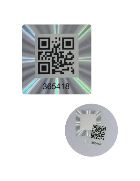380 Etiquetas de Código QR Holográfico TLK&FBB 2.5x2.5cm