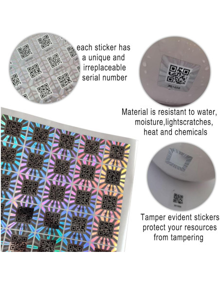 380 Etiquetas de Código QR Holográfico TLK&FBB 2.5x2.5cm