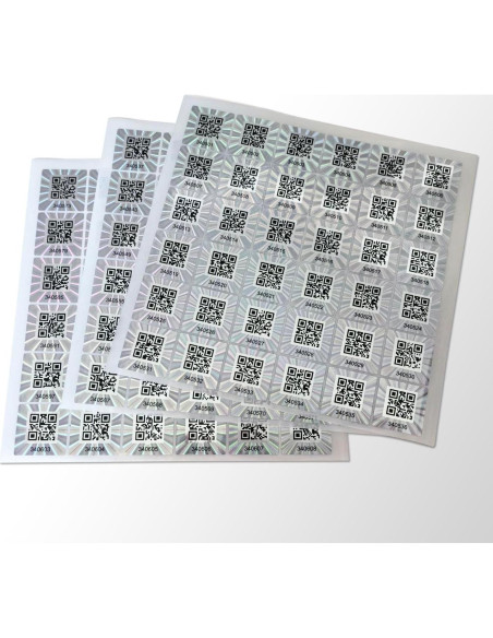 380 Etiquetas de Código QR Holográfico TLK&FBB 2.5x2.5cm