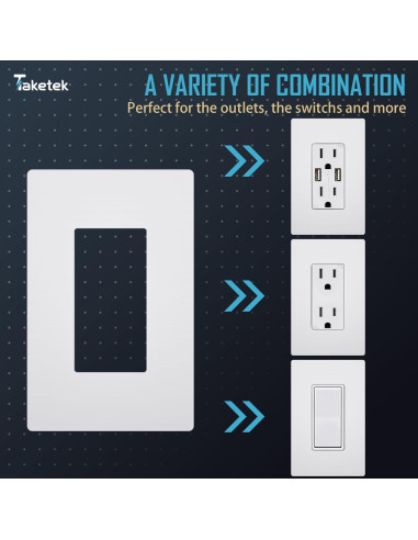 Placa de Pared Decorativa TAKETEK 1 Gang Blanca Pack 10