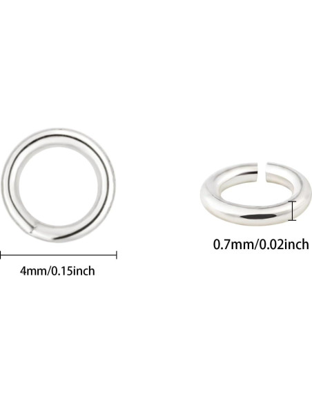 200 Anillas Abiertas de Plata LCCHOLV para Joyería 4mm