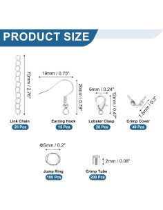 Kit de Fabricación de Joyas uxcell 395 Piezas Plata DIY 2