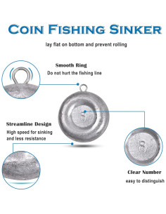 Pesas de Discos Shaddock Fishing 8oz (226.80g) 3pcs para Pesca 2