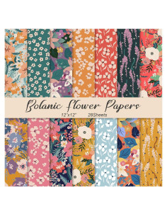 28 Papeles de Scrapbook Floral Naszonus 30x30cm Botánico 2
