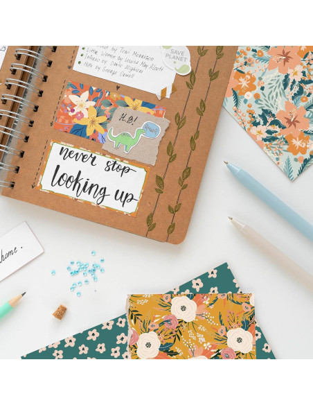 28 Papeles de Scrapbook Floral Naszonus 30x30cm Botánico 2