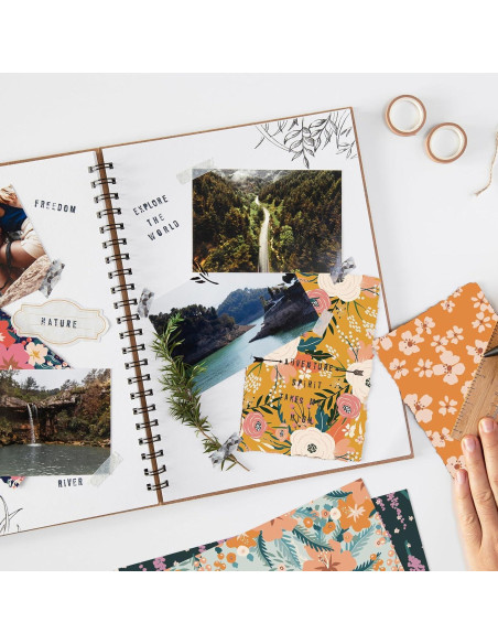 28 Papeles de Scrapbook Floral Naszonus 30x30cm Botánico 2