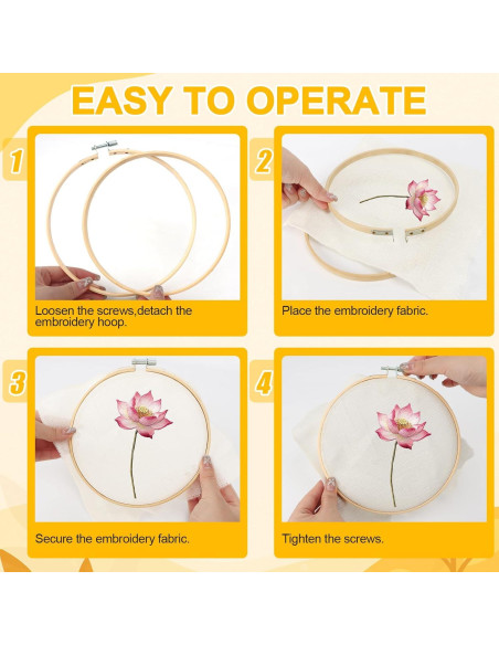 Juego de 24 Aros de Bordado de Bambú QLOUNI, 6 Tamaños