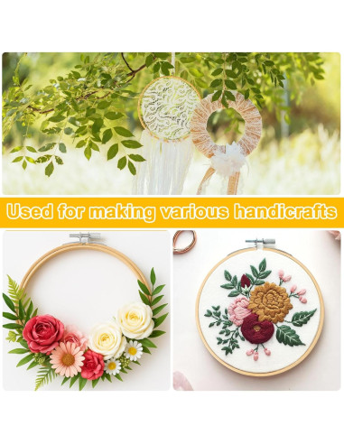 Juego de 24 Aros de Bordado de Bambú QLOUNI, 6 Tamaños