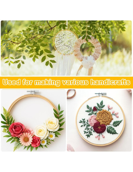 Juego de 24 Aros de Bordado de Bambú QLOUNI, 6 Tamaños