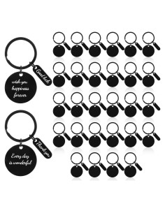 30 Llaveros de Acero Inoxidable Grabables en Blanco PEOVLVN