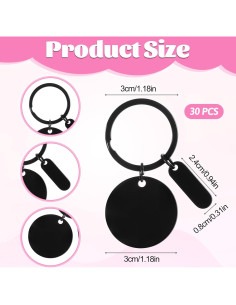 30 Llaveros de Acero Inoxidable Grabables en Blanco PEOVLVN 2