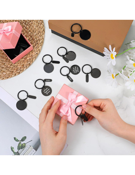 30 Llaveros de Acero Inoxidable Grabables en Blanco PEOVLVN