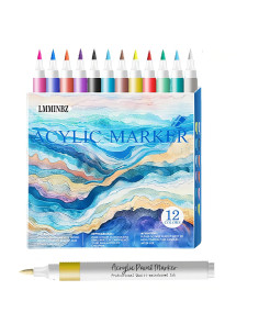 12 Marcadores Acrílicos LMMINBZ Punta de Pincel para Arte