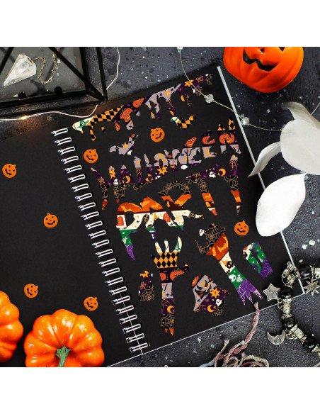 16 Rollos de Cinta Washi Halloween Sereliy con Foil Dorado