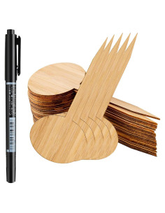 Etiquetas Redondas de Bambú OBTANIM 75 Piezas para Jardín