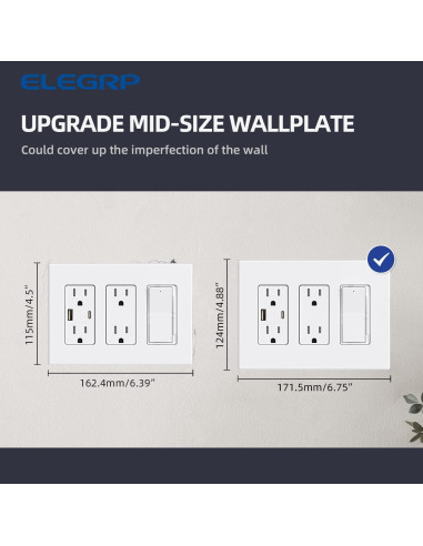 Placas de Pared Decorativas Sin Tornillos ELEGRP 3-Gang Blanco Mate