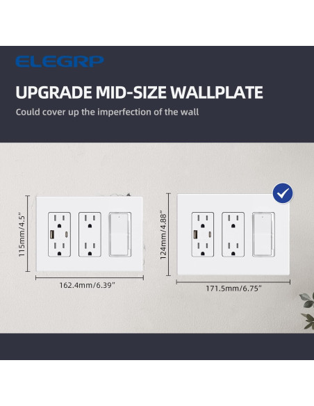 Placas de Pared Decorativas Sin Tornillos ELEGRP 3-Gang Blanco Mate