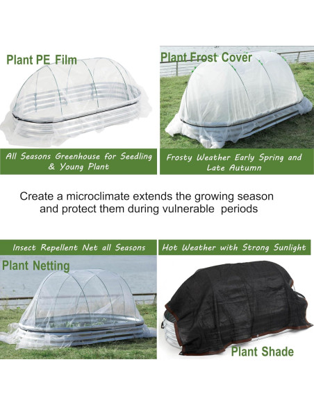 Cama Elevada Galvanizada Glowiu 180x90x30cm con Invernadero