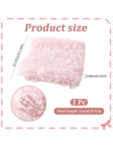 Tela de Malla 3D Mariposa Rosa con Lentejuelas CABODYALS