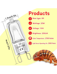 Bombillas de Calor G9 Abustle Pig 25W para Reptiles - 10 Unidades 2