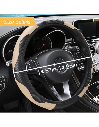 Funda de Volante LoyaForba 35-39 cm PU Cuero Beige Antideslizante