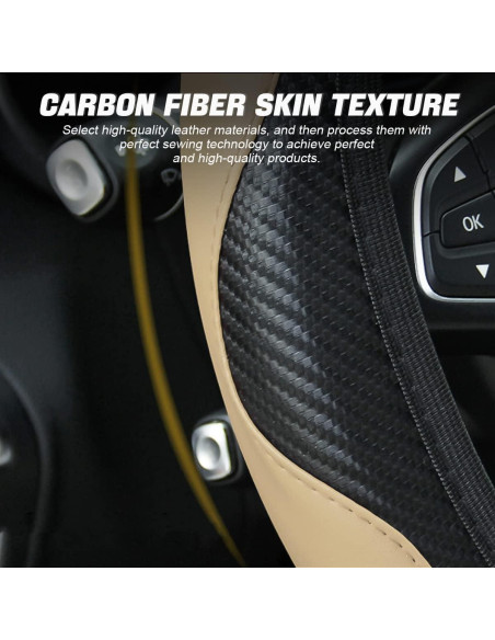 Funda de Volante LoyaForba 35-39 cm PU Cuero Beige Antideslizante