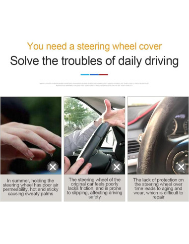 Funda de Volante LoyaForba 35-39 cm PU Cuero Beige Antideslizante