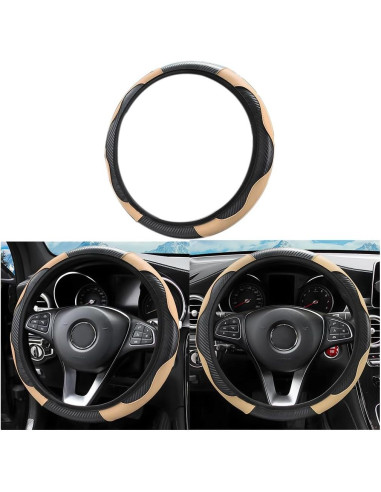 Funda de Volante LoyaForba 35-39 cm PU Cuero Beige Antideslizante