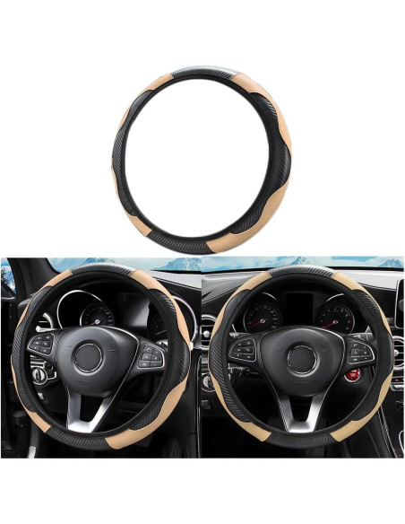 Funda de Volante LoyaForba 35-39 cm PU Cuero Beige Antideslizante