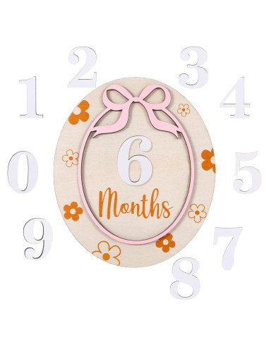 Tarjeta de Hito Mensual para Bebés Rose-cha, Madera 1-12 Meses