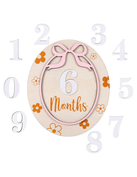 Tarjeta de Hito Mensual para Bebés Rose-cha, Madera 1-12 Meses