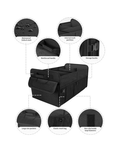 Organizador de Maletero para SUV Genérico 72L Plegable Negro