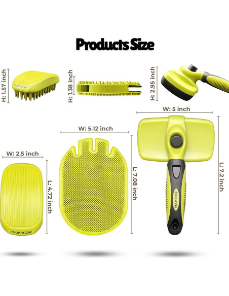 Set de Acicalamiento para Mascotas ENUKYCOM - Cepillo Slicker Autolimpiante y Baño de Silicona