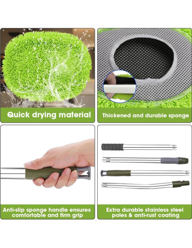 Mop de Pared Hompoem 71" Extensible Verde - Limpiador Multiusos