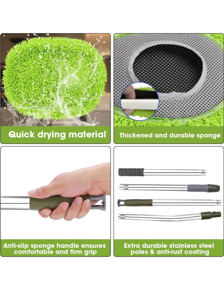 Mop de Pared Hompoem 71" Extensible Verde - Limpiador Multiusos