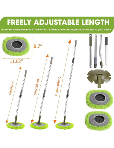 Mop de Pared Hompoem 71" Extensible Verde - Limpiador Multiusos