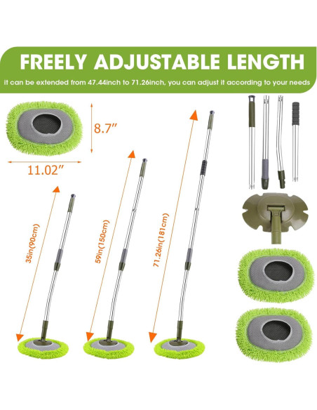 Mop de Pared Hompoem 71" Extensible Verde - Limpiador Multiusos