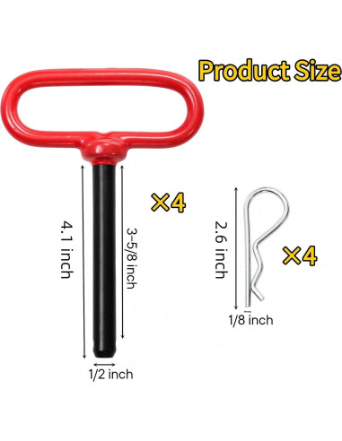 Paquete de 4 pines de remolque Mezchi 1.27 cm x 9.21 cm