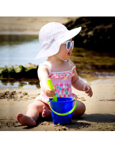 Conjunto de Sombrero de Sol y Gafas para Bebé - Rosa y Blanco 2