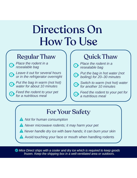 Ratas Congeladas Pequeñas MiceDirect 10 Unidades 11-15 cm