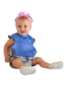 Babero Impermeable Philip Bib Azul Bebé - 2 en 1 con Capturador de Silicona