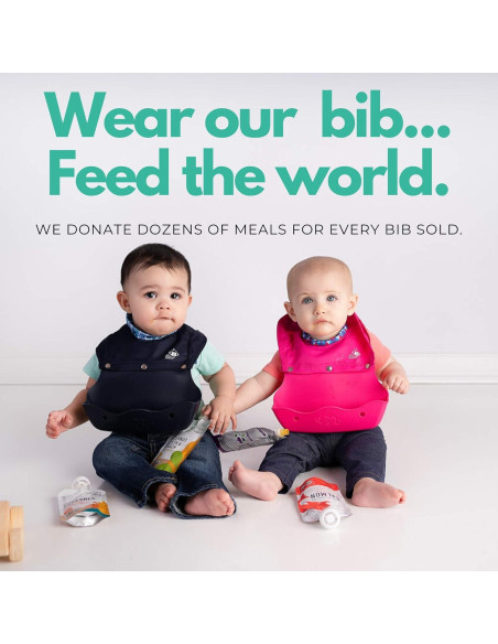 Babero Impermeable Philip Bib Azul Bebé - 2 en 1 con Capturador de Silicona