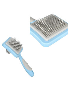 Cepillo Slicker Autolimpiante IOO para Gato y Perro Azul