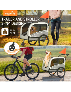 Remolque de bicicleta para perros Sepnine 40 kg gris oscuro 2