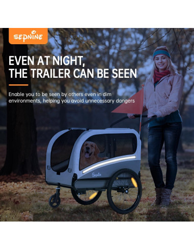 Remolque de bicicleta para perros Sepnine 40 kg gris oscuro