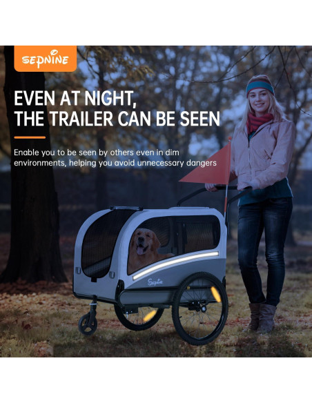 Remolque de bicicleta para perros Sepnine 40 kg gris oscuro