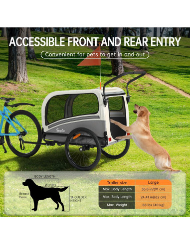 Remolque de bicicleta para perros Sepnine 40 kg gris oscuro